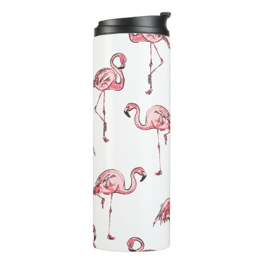 Flamingo schets: Tropisch  patroon. Thermosbeker (Gedraaid links)