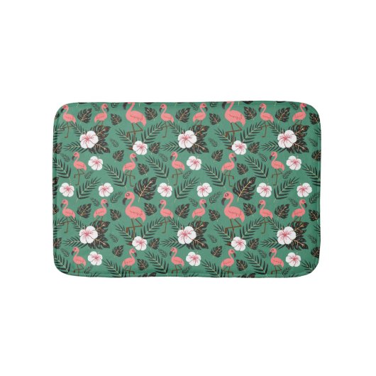 Flamingo seamless pattern pink on green background badmat (Voorkant)