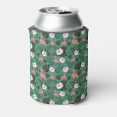 Flamingo seamless pattern pink on green background blikjeskoeler (Blikje Achterkant)