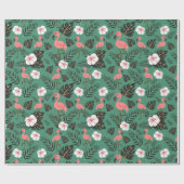 Flamingo seamless pattern pink on green background cadeaupapier (Vlak)