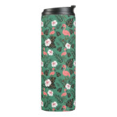 Flamingo seamless pattern pink on green background thermosbeker (Gedraaid links)