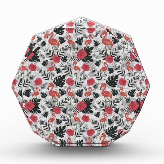 Flamingo seamless pattern with floral background fotoblokken (Voorkant)