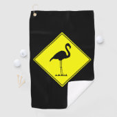 Flamingo Silhouette Road Sign Golfhanddoek (Insitu)