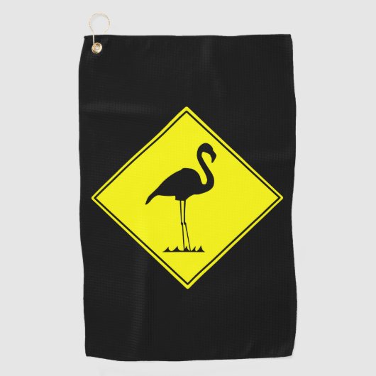 Flamingo Silhouette Road Sign Golfhanddoek (Voorkant)