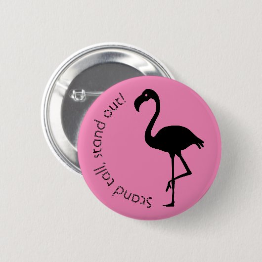 Flamingo Silhouette: "Tall, stand-out" Ronde Button 5,7 Cm (Voorkant /achterkant)