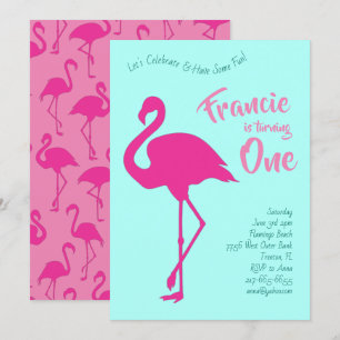 Flamingo Silhouetten Tropische 1e Verjaardag Schat Kaart