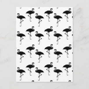 Flamingo Silhouettes Pattern Black White Briefkaart