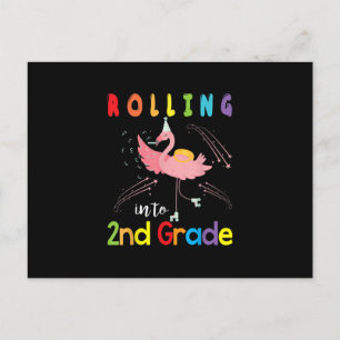 Flamingo Skater Student Rolling naar 2e graad Uitnodiging Briefkaart