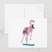 Flamingo-skiër Ski Briefkaart (Voorkant / Achterkant)