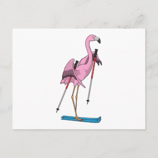 Flamingo-skiër Ski Briefkaart (Voorkant)
