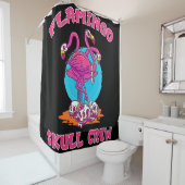 Flamingo Skull Crew Halloween | Flamingo Lovers Douchegordijn (In situ)