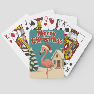 Flamingo Sneeuw Cottage Dier Kerstmis Pokerkaarten