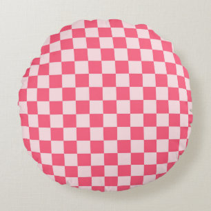Flamingo sorbet schaakbordpatroon rond kussen