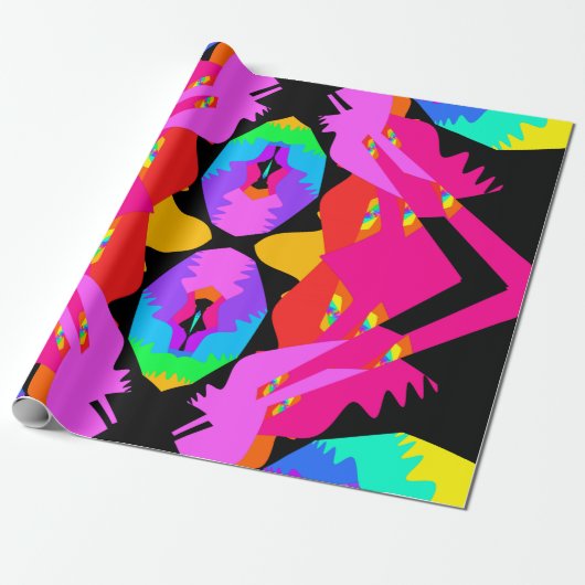 Flamingo Splash Fractal Gift Wrap Cadeaupapier (Uitgerold)