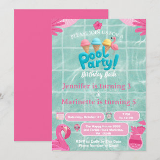 Flamingo Splash gezamenlijke zwembadfeest verjaa Kaart