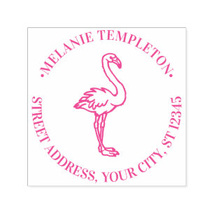 Flamingo Staand Naam Retouradres Zelfinktende Stempel