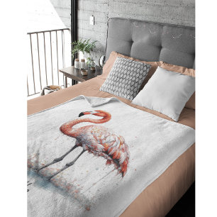 Flamingo Straling: Watercolor Kunst op maat Fleece Deken
