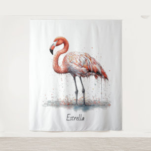 Flamingo Straling: Watercolor Kunst, op maat Wandkleed