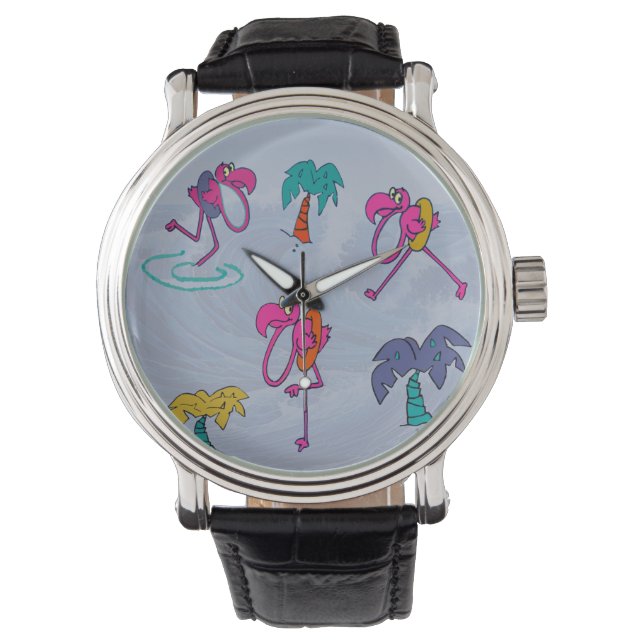 Flamingo Strand Horloge (Voorkant)