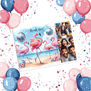 Flamingo Strand Verjaardagsfeest Foto Bedankkaart