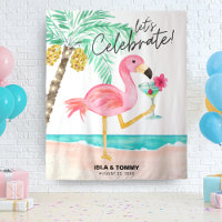 Flamingo Strandfeest Tropische Wandtapijt