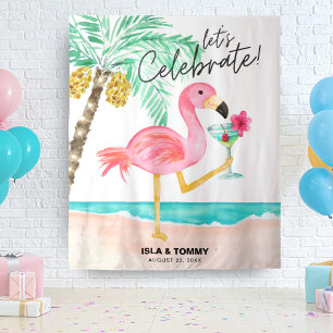 Flamingo Strandfeest Tropische Wandtapijt Wandkleed