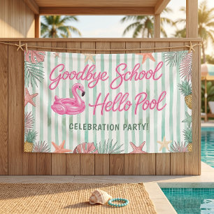 Flamingo Strepen Vaarwel School Hallo Zwembad Spandoek