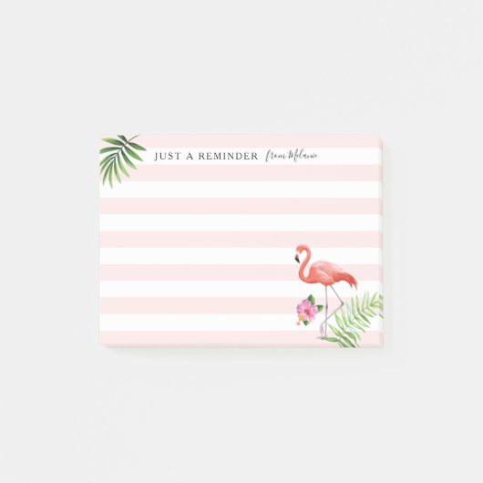 Flamingo Stripes Post-it® notes, 4 x 3 inch Notes (Voorkant)