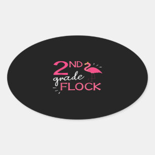 Flamingo Student Hogere Tevreden 2e Graadkuiken Ovale Sticker