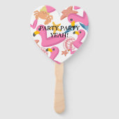 Flamingo summer party handwaaier (Voorkant)