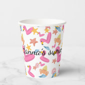 Flamingo summer party text papieren bekers (Voorkant)