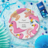 Flamingo summer party text papieren bordje (Feest)