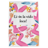 Flamingo summer party with photo medium cadeauzakje (Achterkant)