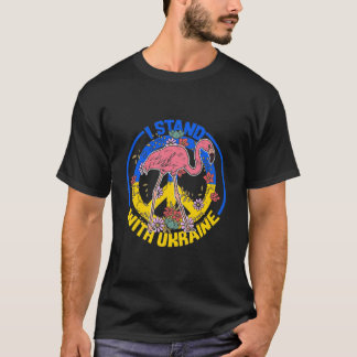 Flamingo Sunflower Oekraïense vlag waar ik mee sta T-shirt