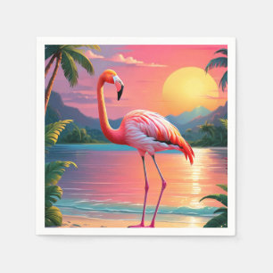 Flamingo Sunset Tropisch strand Servet