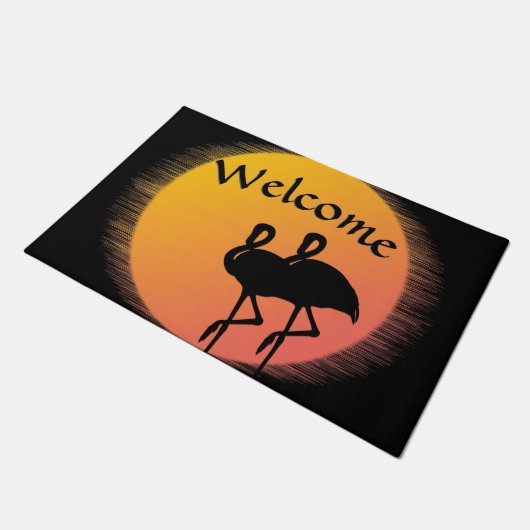 Flamingo Sunset Welcome Mat (Schuin)