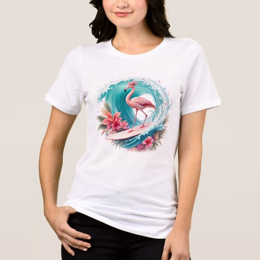 Flamingo Surf Style Tri-Blend Shirt (Voorkant)
