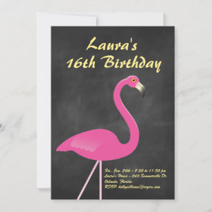 Flamingo Sweet 16 Birthday Party - chalkboard Kaart