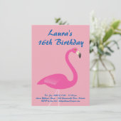 Flamingo Sweet 16 verjaardagsfeest uitnodiging - R (Staand voorkant)