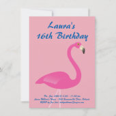 Flamingo Sweet 16 verjaardagsfeest uitnodiging - R (Voorkant)