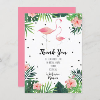 Flamingo thema Baby shower bedankkaart Kaart