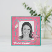 Flamingo Themafeestje Uitnodiging (Staand voorkant)