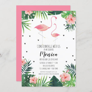 Flamingo ThMED Baby shower Invitation Kaart