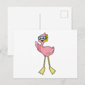 Flamingo tijdens het duiken met snorkel briefkaart (Voorkant / Achterkant)