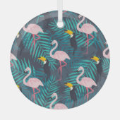 Flamingo, toucan: tropisch bladpatroon glas ornament (Voorkant)