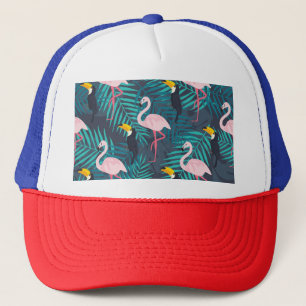 Flamingo, toucan: tropisch bladpatroon trucker pet