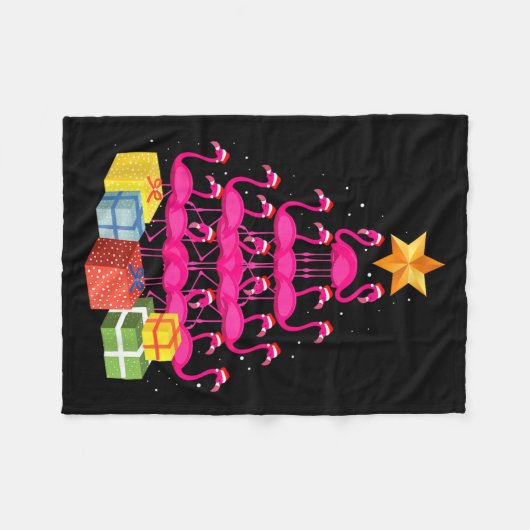 Flamingo Tree Funny Ugly Christmas Fleece Deken (Voorkant (Horizontaal))