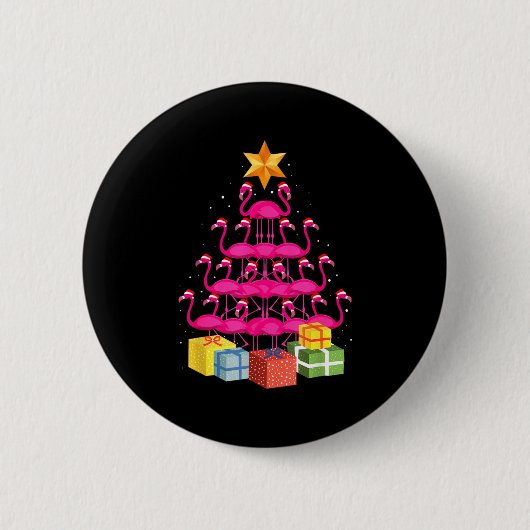 Flamingo Tree Funny Ugly Christmas Ronde Button 5,7 Cm (Voorkant)