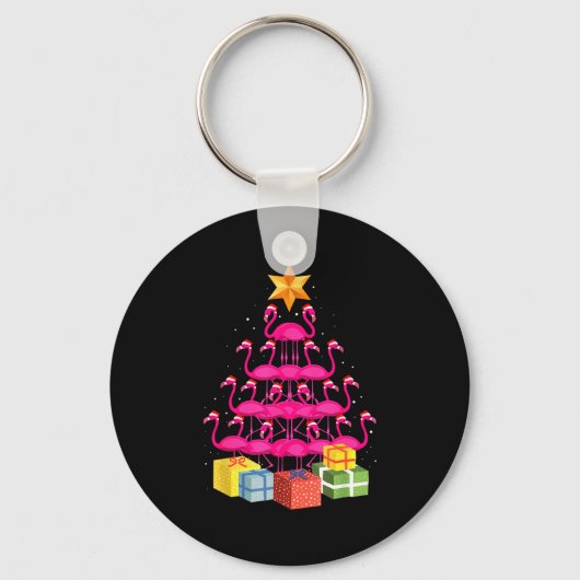 Flamingo Tree Funny Ugly Christmas  Sleutelhanger (Voorkant)
