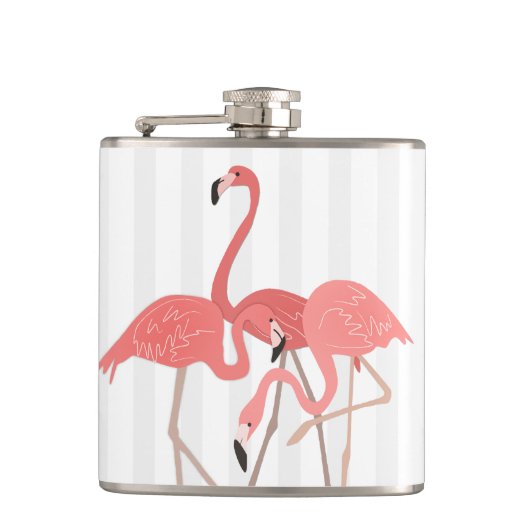 Flamingo Trio en strepen Heupfles (Voorkant)